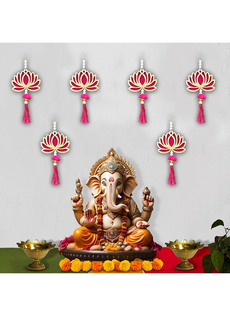 Saugat Traders Saugat Traders Handmade Wall Decor Lotus Hangings for Decoration Home Decor Festival Ganesh Puja Floral Wall Hangings Latkan Pooja Room | Diwali Backdrop Decorations Items (Pack of 10)  - Image 1