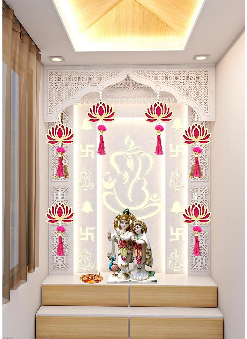 Saugat Traders Saugat Traders Handmade Wall Decor Lotus Hangings for Decoration Home Decor Festival Ganesh Puja Floral Wall Hangings Latkan Pooja Room | Diwali Backdrop Decorations Items (Pack of 10)  - Image 4
