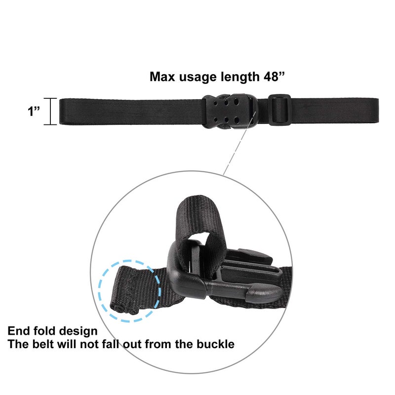 Ayaport Utility Straps With Buckle 48"" Quick-Release Adjustable Nylon Straps Black 4 Pack - Image 4