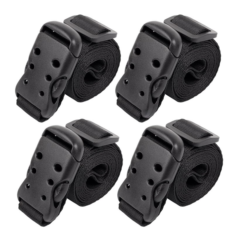 Ayaport Utility Straps With Buckle 48"" Quick-Release Adjustable Nylon Straps Black 4 Pack - Image 1
