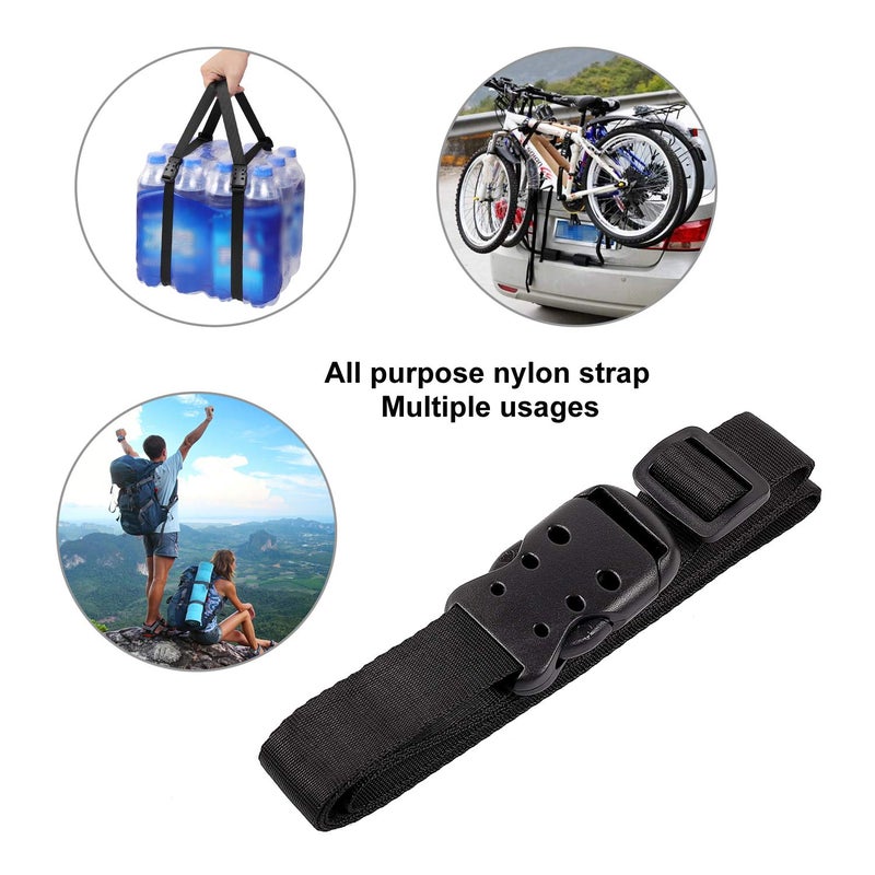 Ayaport Utility Straps With Buckle 48"" Quick-Release Adjustable Nylon Straps Black 4 Pack - Image 5