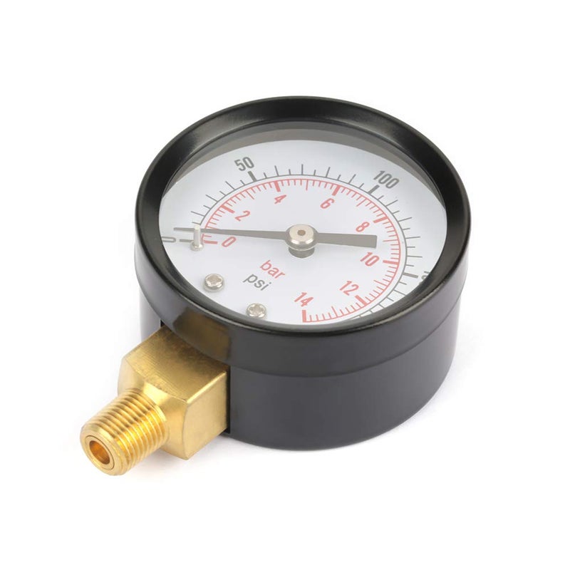Dual Scale Psi Bar Pressure Gauge 0 200psi 0 14bar NPT 1 8 Inch Metal Case - Image 1