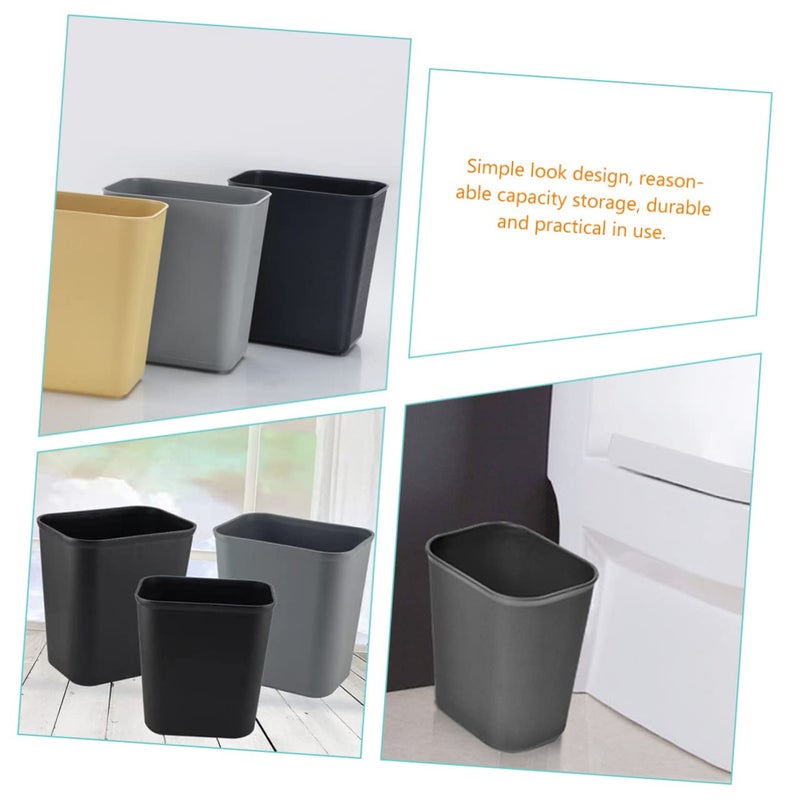 2Pcs Black Plastic Rectangular Trash Can Wastebasket For Home Office Hotel Desk - Image 4