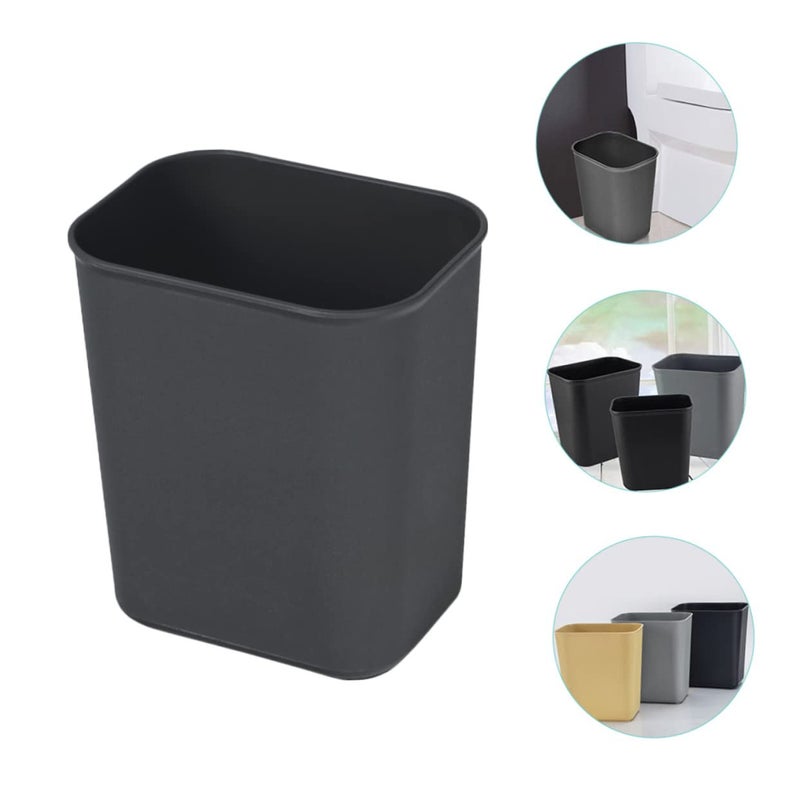 2Pcs Black Plastic Rectangular Trash Can Wastebasket For Home Office Hotel Desk - Image 5