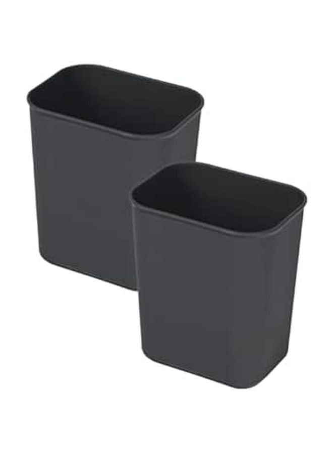 2Pcs Black Plastic Rectangular Trash Can Wastebasket For Home Office Hotel Desk - Image 1