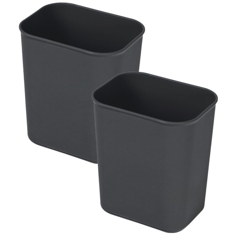 2Pcs Black Plastic Rectangular Trash Can Wastebasket For Home Office Hotel Desk - Image 2