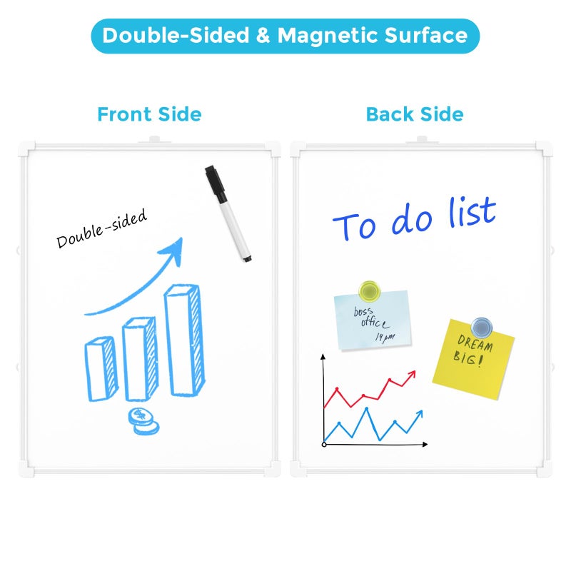 MaxGear Small Dry Erase Board, 14"x11" Double Sided Hanging Whiteboard for Wall, Mini White Board with a Black Dry Erase Marker, Portable Whiteboard for Planning Learning Writing Drawing Memo - Image 5