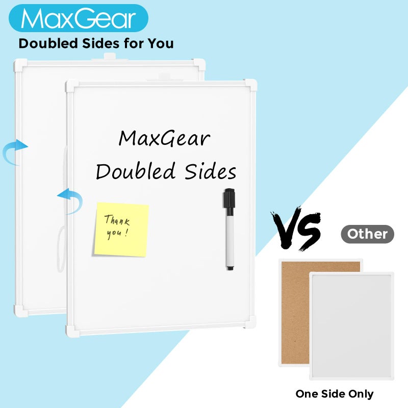 MaxGear Small Dry Erase Board, 14"x11" Double Sided Hanging Whiteboard for Wall, Mini White Board with a Black Dry Erase Marker, Portable Whiteboard for Planning Learning Writing Drawing Memo - Image 2