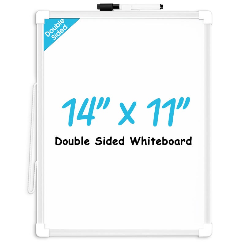 MaxGear Small Dry Erase Board, 14"x11" Double Sided Hanging Whiteboard for Wall, Mini White Board with a Black Dry Erase Marker, Portable Whiteboard for Planning Learning Writing Drawing Memo - Image 1