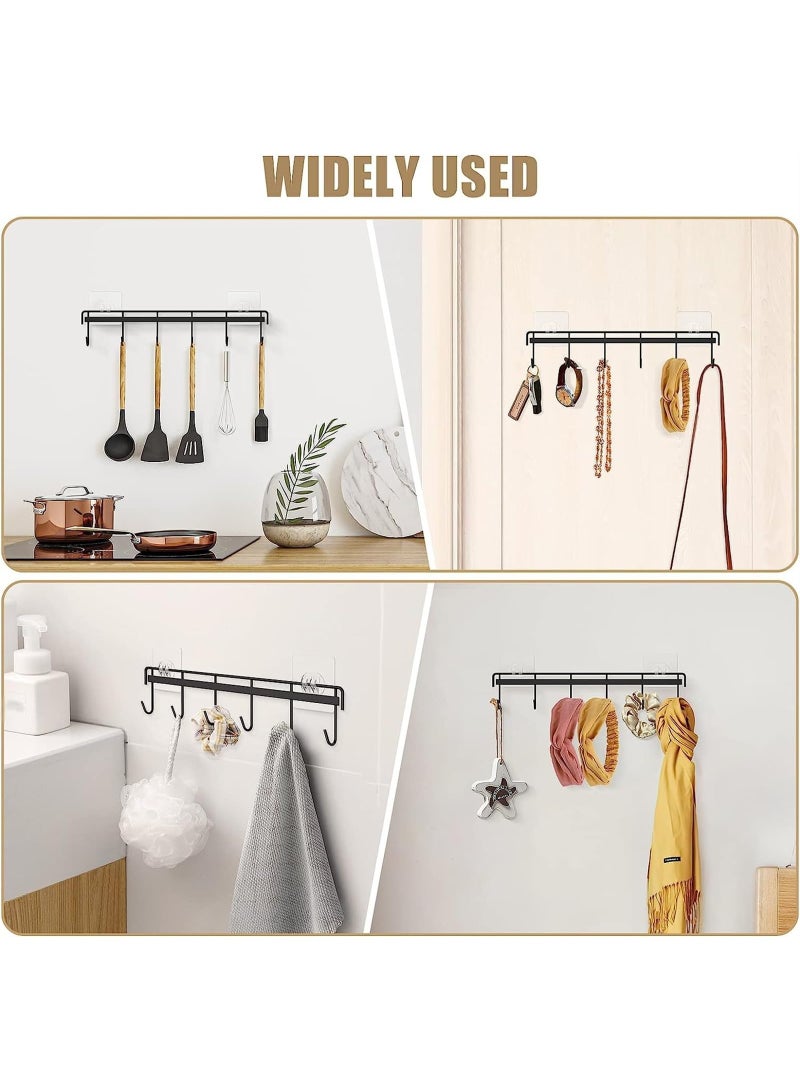 Wall Mount Utensil Rail Rack, 2 Packs Space Saving Adhesive Kitchen Utensil Holder Hooks No Drilling Wall Hangers with 2 Spare Adhesives for Kitchen Bathroom Livingroom (Color : Black)  - Image 3