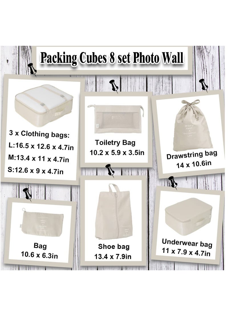 SYOSI 8 Set Packing Cubes for Suitcases Travel Cubes Packing Luggage Organizers Accessories Bag Large Lightweight Waterproof Storage Bag Travel Gear with Toiletries Cosmetic Clothes Bag  - Image 2