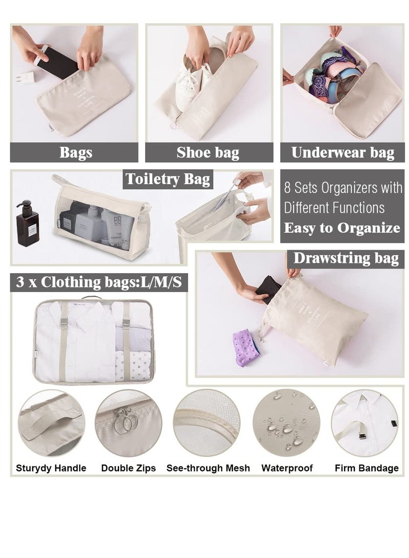 SYOSI 8 Set Packing Cubes for Suitcases Travel Cubes Packing Luggage Organizers Accessories Bag Large Lightweight Waterproof Storage Bag Travel Gear with Toiletries Cosmetic Clothes Bag  - Image 3