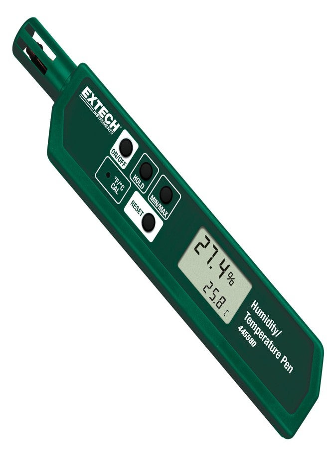 Extech 445580 Humidity and Temperature Pen with Fast Response Sensor, Min/Max Memory, Dual LCD, Pocket-Sized Hygrometer for HVAC, Labs, Storage Rooms, Indoor Air Monitoring - Image 1