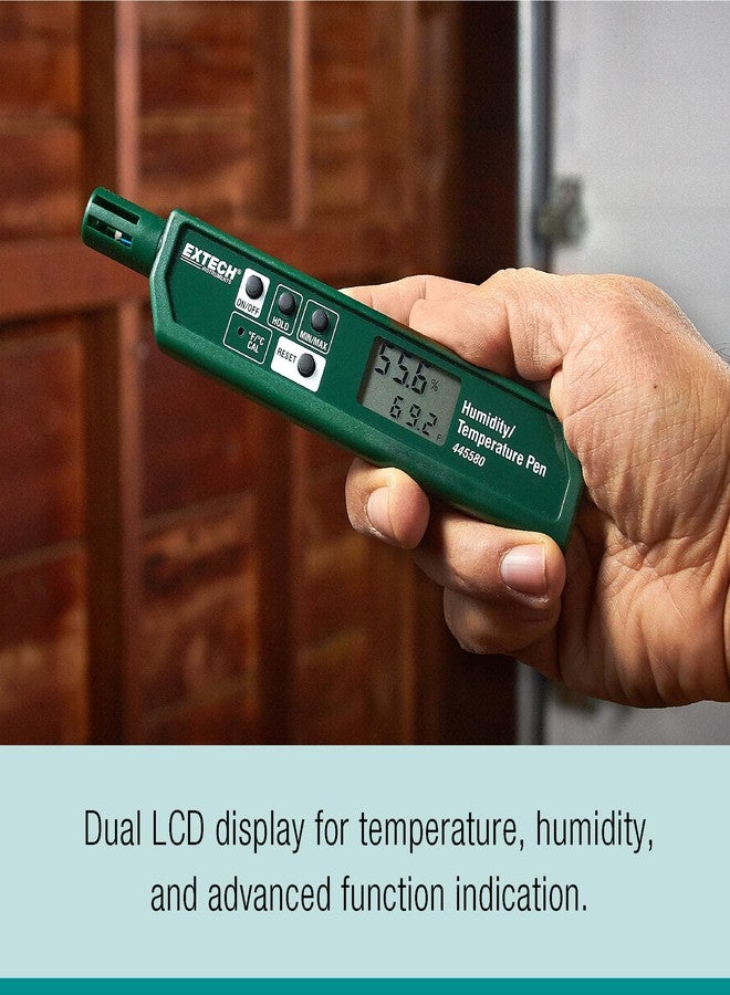 Extech 445580 Humidity and Temperature Pen with Fast Response Sensor, Min/Max Memory, Dual LCD, Pocket-Sized Hygrometer for HVAC, Labs, Storage Rooms, Indoor Air Monitoring - Image 3