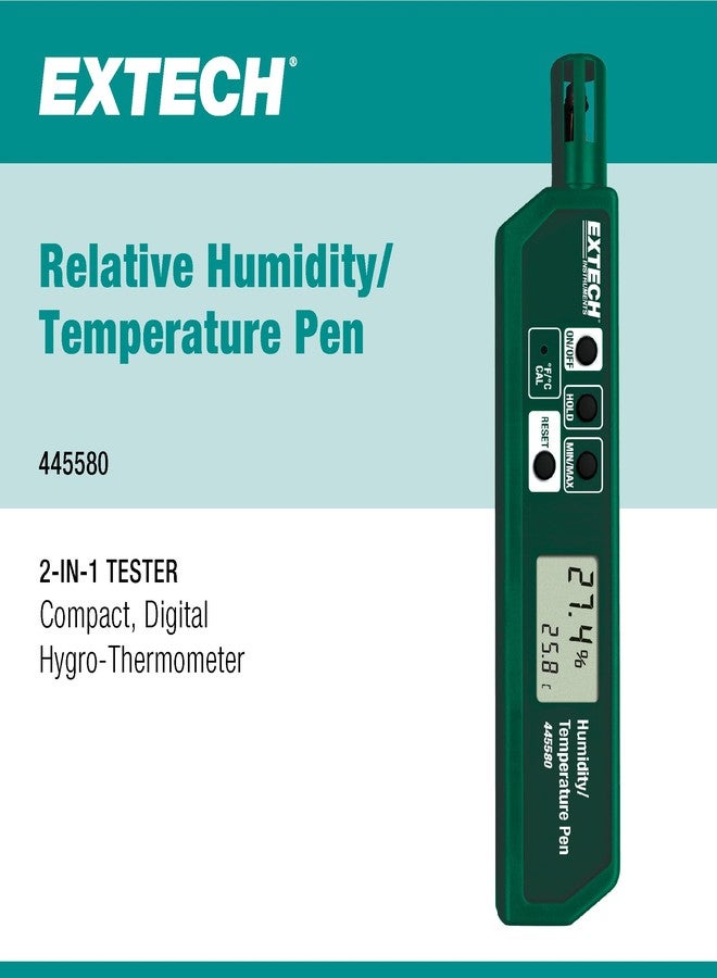Extech 445580 Humidity and Temperature Pen with Fast Response Sensor, Min/Max Memory, Dual LCD, Pocket-Sized Hygrometer for HVAC, Labs, Storage Rooms, Indoor Air Monitoring - Image 2