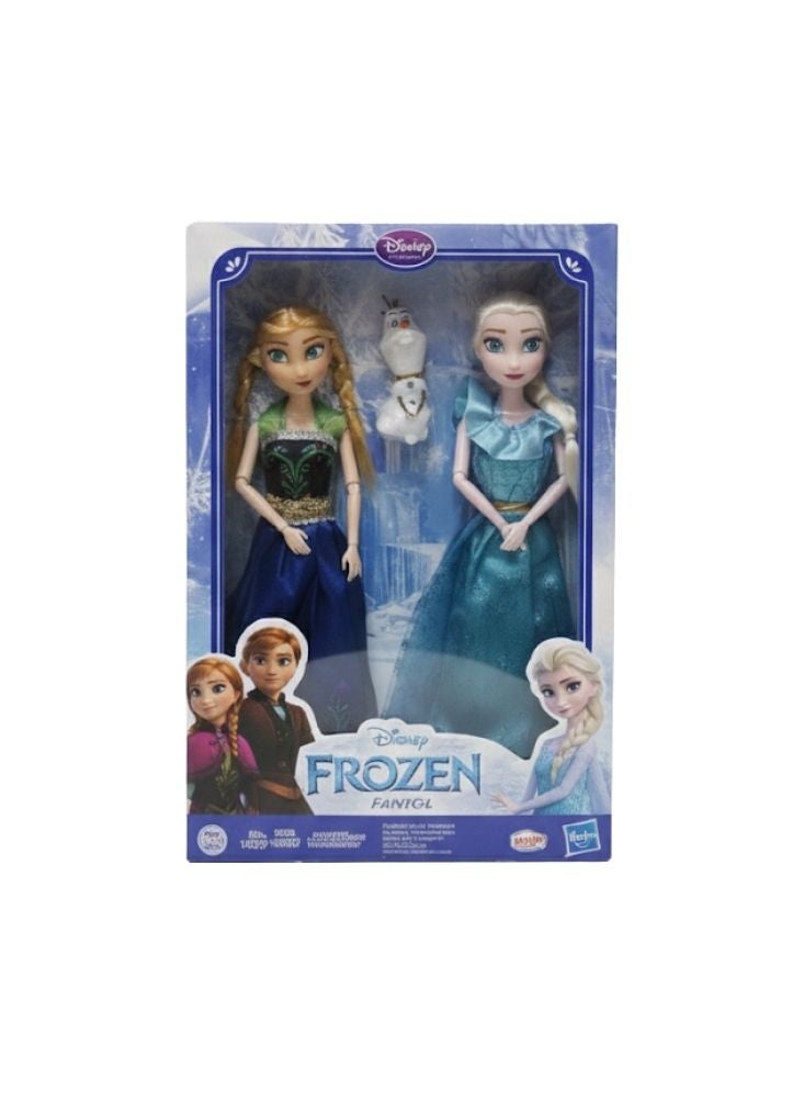 بريميم مجموعة دمى أميرات فروزن مع آنا وإلسا وأولاف – فساتين زرقاء وخضراء في علبة هدايا - Image 2