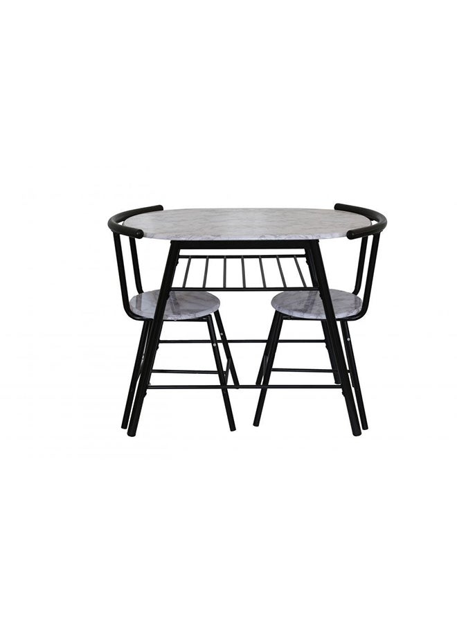 DANUBE HOME - Pancho 3 Piece Oval Dining Set Sturdy Kitchen Dining Table With 2 Dining Chairs 1+2 Seater Modern Design Furniture for Home Dining Room Black & White - Image 1