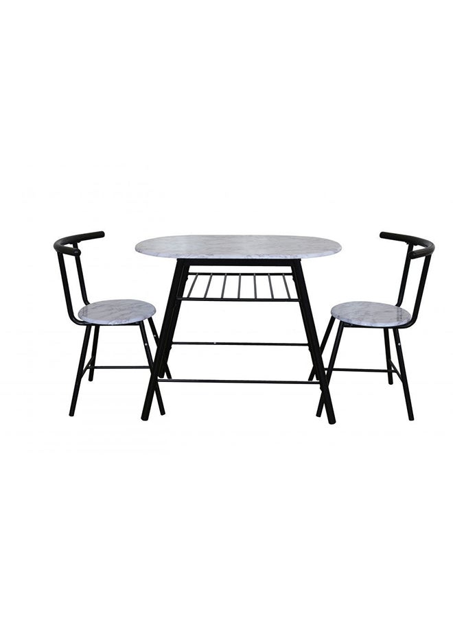 DANUBE HOME - Pancho 3 Piece Oval Dining Set Sturdy Kitchen Dining Table With 2 Dining Chairs 1+2 Seater Modern Design Furniture for Home Dining Room Black & White - Image 1