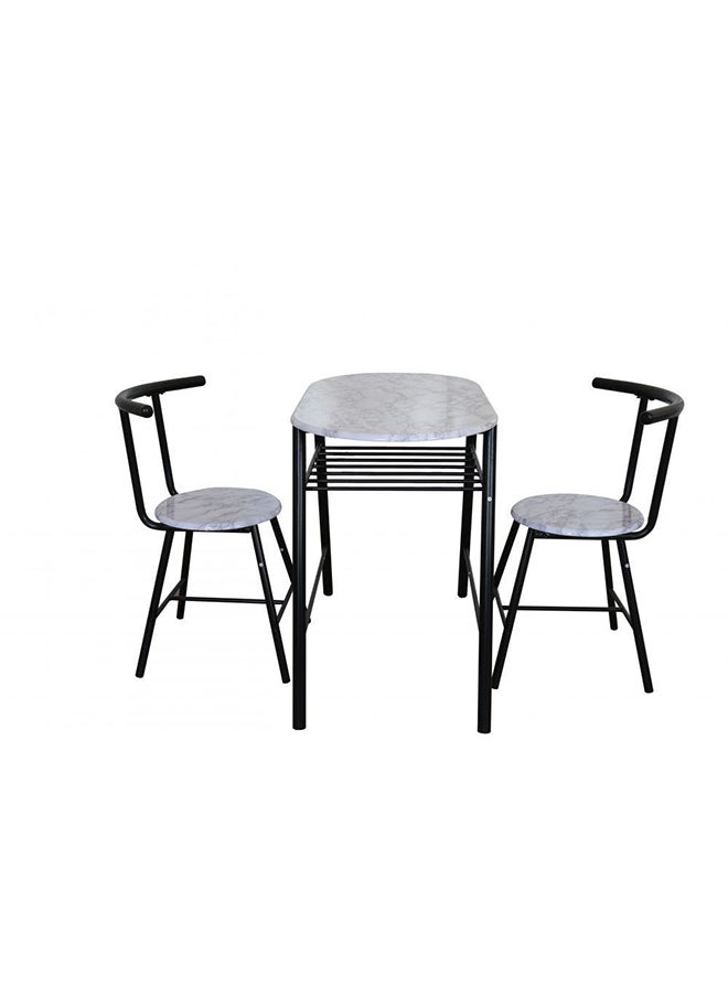 DANUBE HOME - Pancho 3 Piece Oval Dining Set Sturdy Kitchen Dining Table With 2 Dining Chairs 1+2 Seater Modern Design Furniture for Home Dining Room Black & White - Image 1