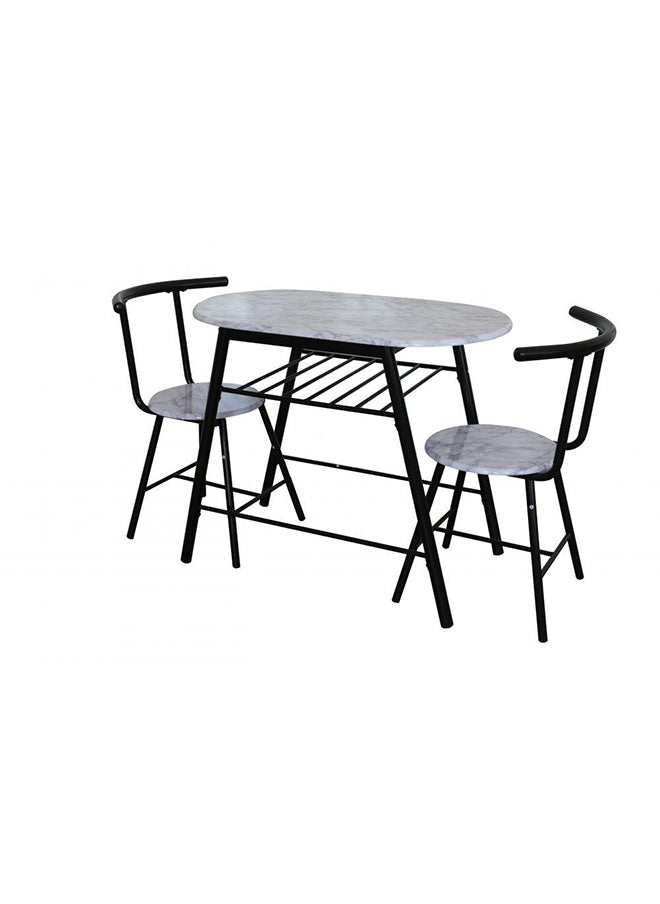 DANUBE HOME - Pancho 3 Piece Oval Dining Set Sturdy Kitchen Dining Table With 2 Dining Chairs 1+2 Seater Modern Design Furniture for Home Dining Room Black & White - Image 1