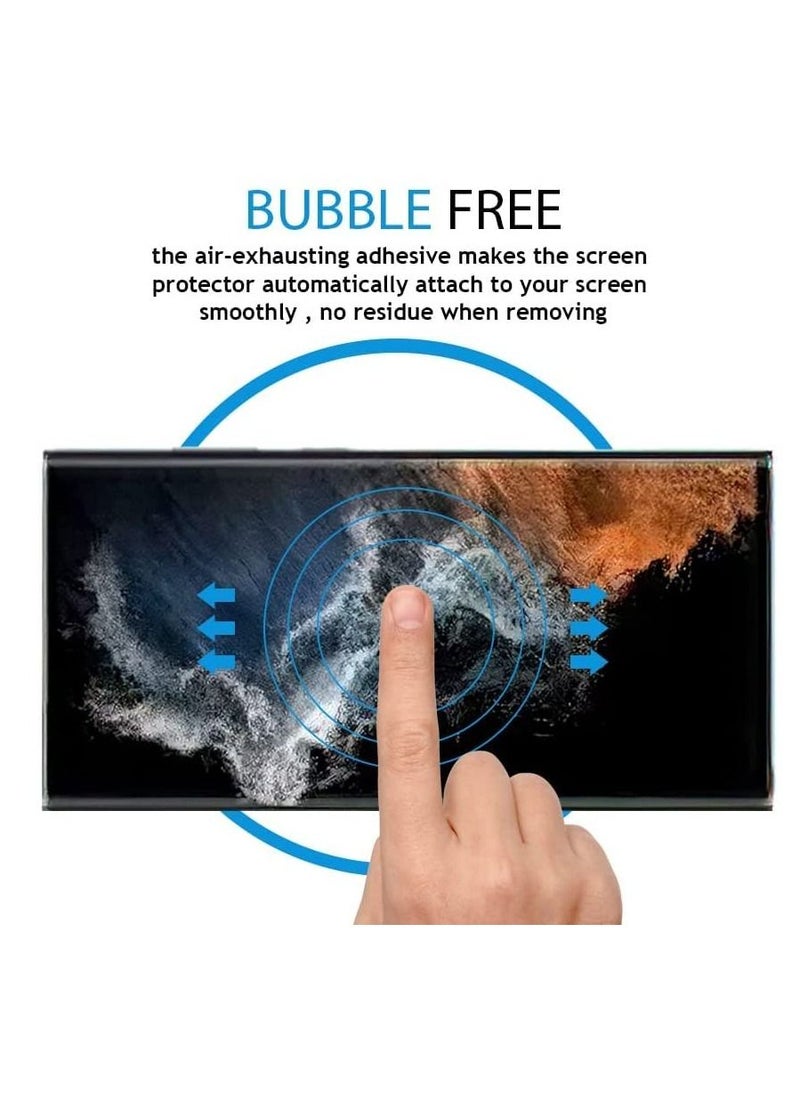 BORTONY Pack of 2 Glass Compatible for Samsung Galaxy S22 Ultra Screen Protector, HD Clear Tempered Glass [9H Hardness] [Fingerprint Unlock][3D Full Coverage]  - Image 3