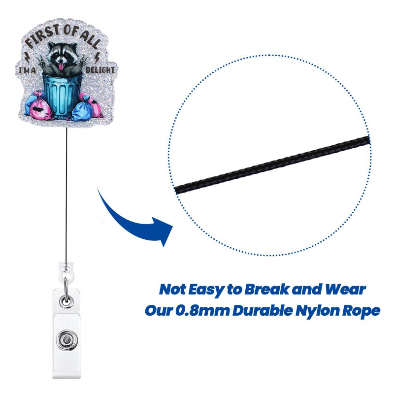 BVIIE First Of All Im A Delight Funny Raccoon Badge Reel  Retractable Id Card Nurse Badge Holders  Work Badge Clip For Rn Ma Icu Er Ed Department Of Surgery Nurses Station Hr Psychologist Social Workers - Image 5