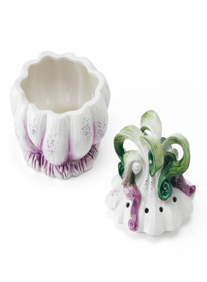 Fitz & Floyd Fitz and Floyd Sicliy Green Ceramic Garlic Keeper Storage Saver - Image 5