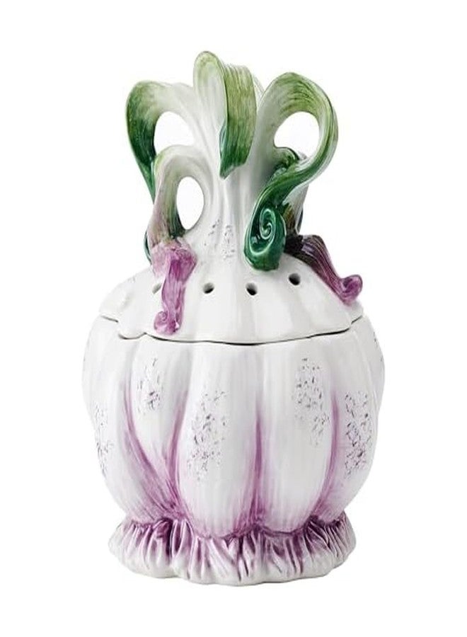 Fitz & Floyd Fitz and Floyd Sicliy Green Ceramic Garlic Keeper Storage Saver - Image 1