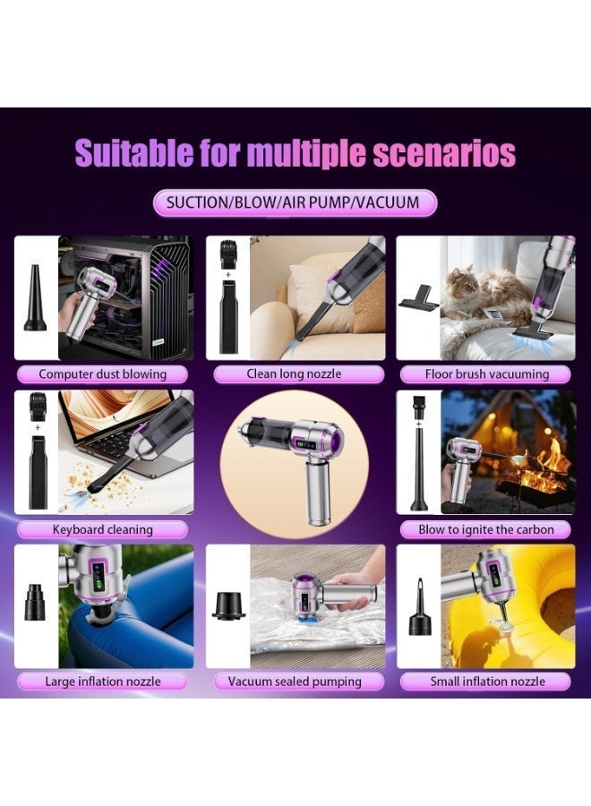 Ump 4-in-1 Handheld Vacuum Cordless, Rechargeable Mini Vacuum, 16000Pa Portable Car Vacuum Cleaner with Air Duster & Inflator Pump, 6000mAh Battery & 3-Speed Modes, Cleaner for Car Home Office - Image 5