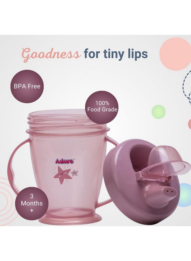 Adore Birdy Leakproof Spout Sipper For Baby With Handle | 250Ml Baby Water Bottle For 6 To 12 Month Baby | Anti Spill Drinking Water Sipper Spout Cup For Kids | Sipper Cup For Baby & Toddlers (Pink) - Image 5