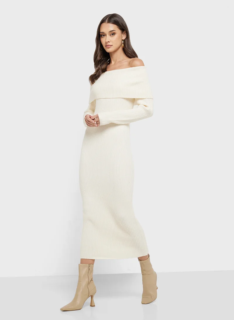 اونلي Off-Shoulder Knit Dress