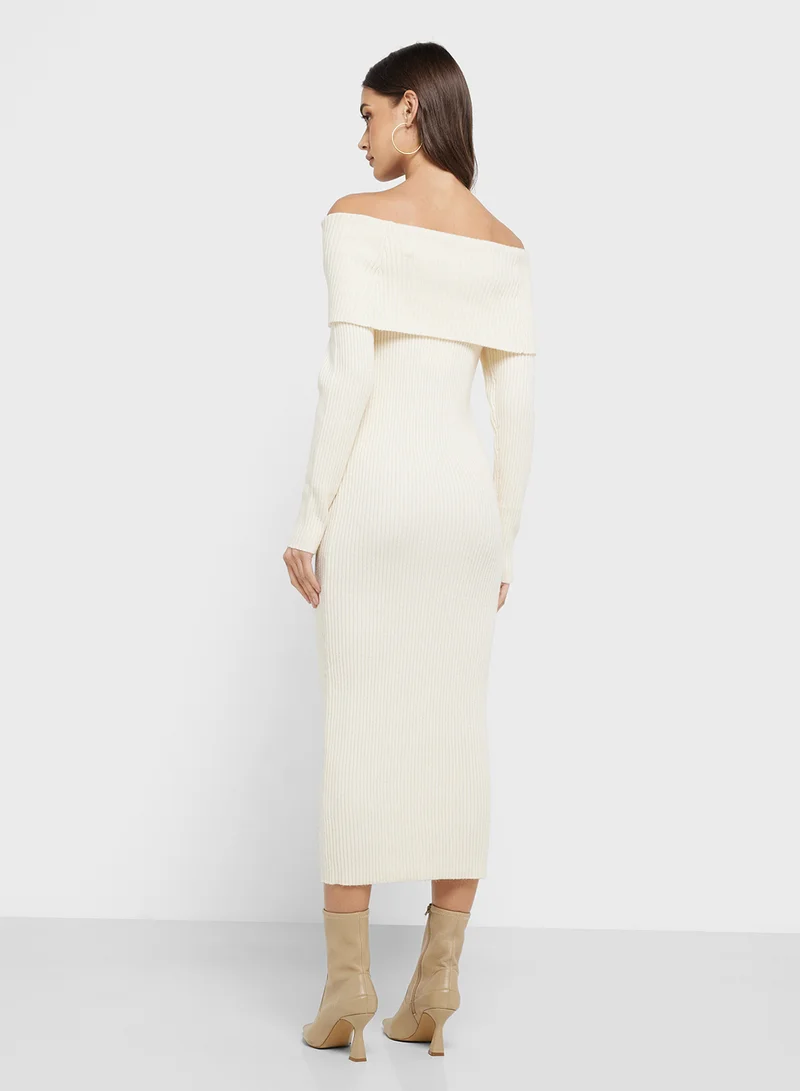 اونلي Off-Shoulder Knit Dress