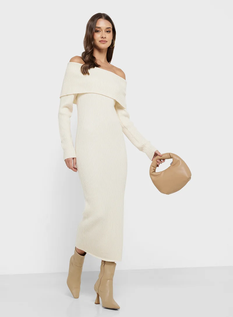 اونلي Off-Shoulder Knit Dress