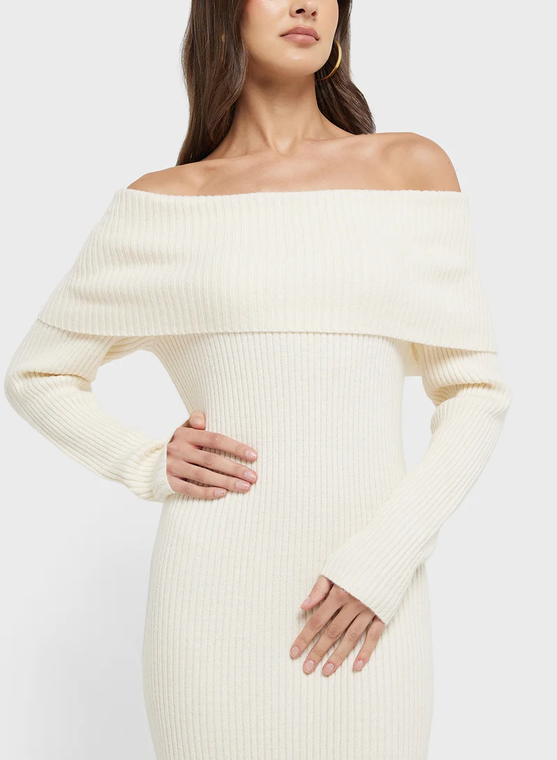 اونلي Off-Shoulder Knit Dress
