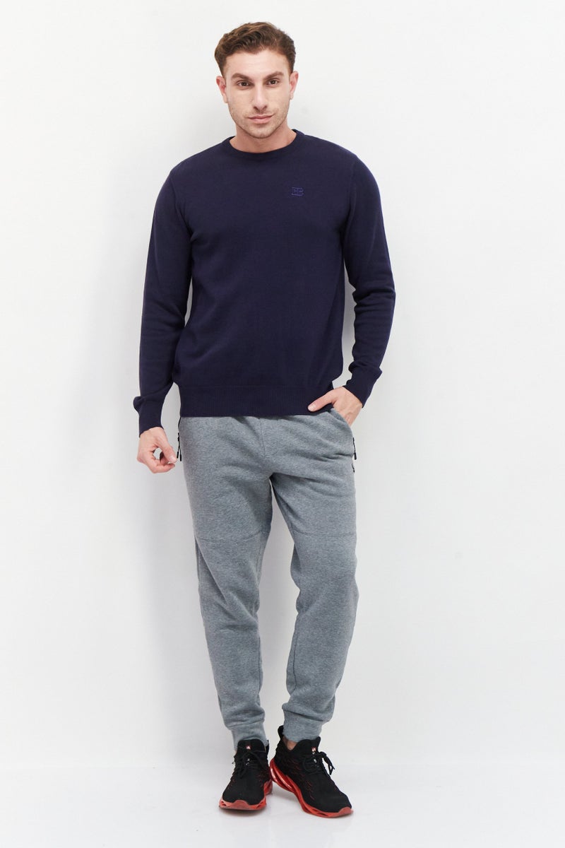 Bugatti Men Crew Neck Long Sleeve Brand Logo Sweater, Navy - Image 2