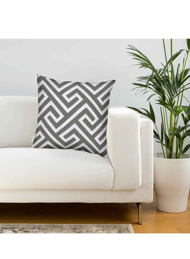 Donetella Decorative Embroidered Cushion Cover Grey/White 45x45Cm (Without Filler)