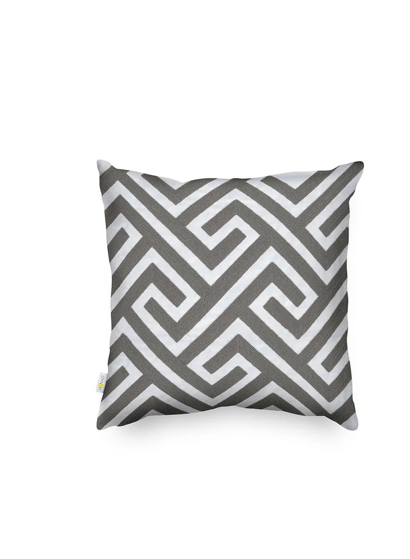 Donetella Decorative Embroidered Cushion Cover Grey/White 45x45Cm (Without Filler)