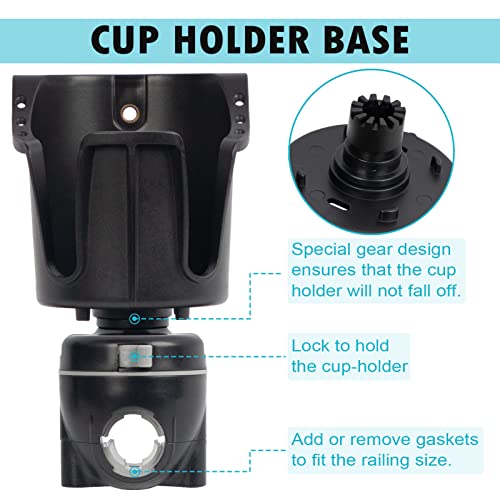Obcursco Boat Cup Holder, Multi-Functional Marine Cup Holder for Rail Mount, Perfect for Drinks, Bottles, Fishing Gear, Compatible with Pontoon and Bass Boats - Image 5