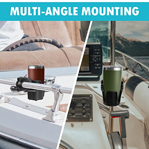 Obcursco Boat Cup Holder, Multi-Functional Marine Cup Holder for Rail Mount, Perfect for Drinks, Bottles, Fishing Gear, Compatible with Pontoon and Bass Boats - Image 4
