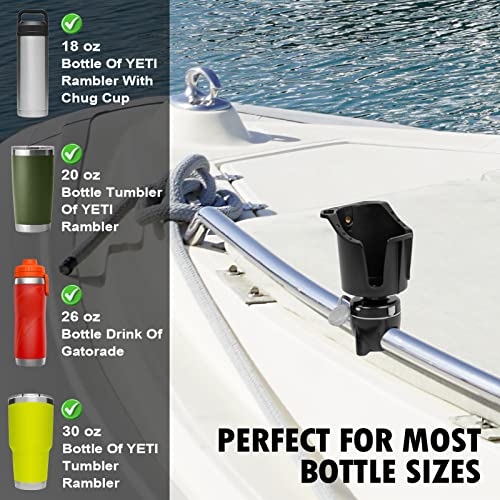 Obcursco Boat Cup Holder, Multi-Functional Marine Cup Holder for Rail Mount, Perfect for Drinks, Bottles, Fishing Gear, Compatible with Pontoon and Bass Boats - Image 2