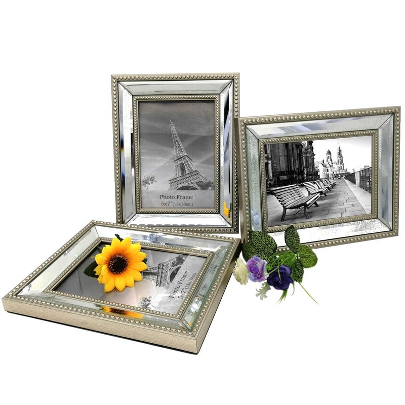 Meetart 5x7 3 Pack Mirror Photo Frames Sets for Wall Pictures Decor or Table Stand - Image 2