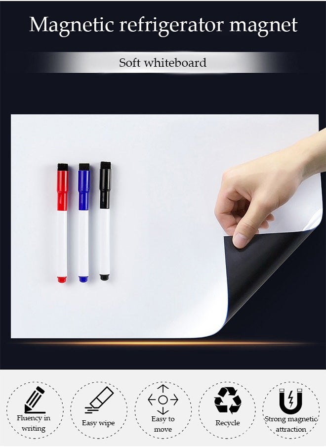 DUNISO Magnetic Whiteboard, Dry Erase Board,Portable A4 Writing Board, With Whiteboard Pen Eraser And Magnets, Removable And Bendable, Suitable For School，Offices, Family，Children's Drawing, 297*210mm  - Image 3