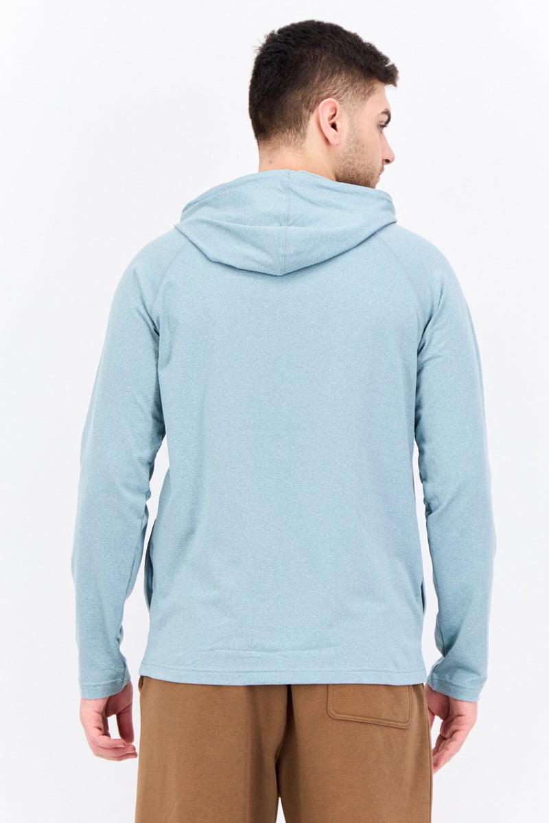 Gaiam Men Slim Fit Long Sleeve Training Hoodies, Slate Green Heather - Image 3