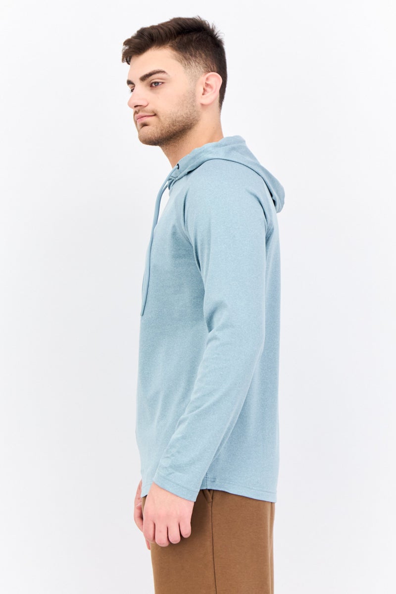 Gaiam هودي تدريب بأكمام طويلة ضيق للرجال، لون أخضر رمادي - Image 2