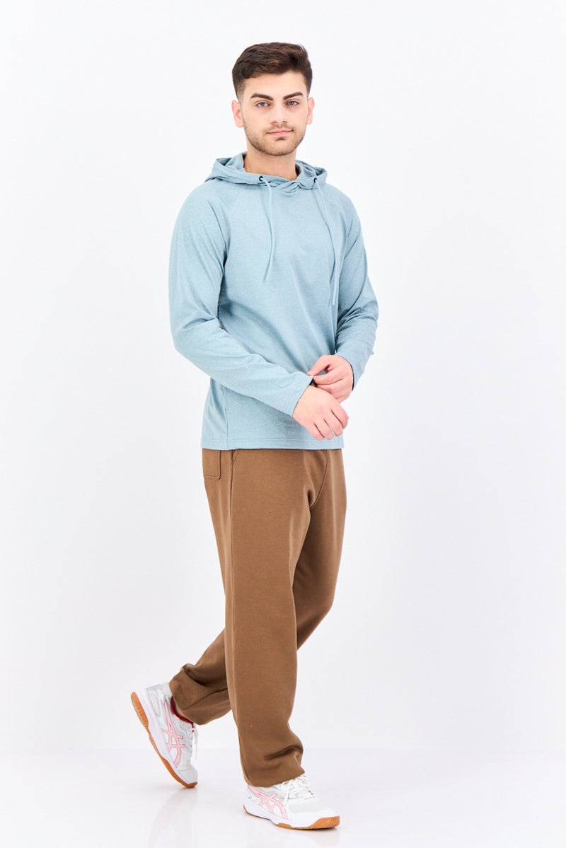 Gaiam هودي تدريب بأكمام طويلة ضيق للرجال، لون أخضر رمادي - Image 4