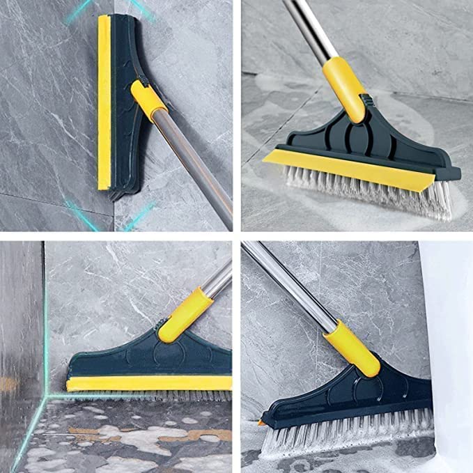 VIHLANATH Plastic Bathroom Cleaning Brush with Wiper - Bathroom Cleaning Brush Long Handle 180° Rotate Toilet Brush Bathroom Tiles Cleaning, Kitchen Bathroom Cleansing Tool Set (Standard) - Image 3