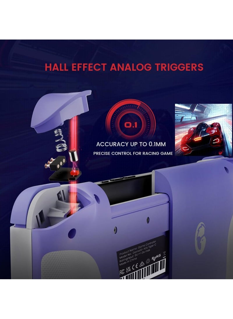 جيم سير وحدة تحكم الألعاب المحمولة X2s Type-C لسلسلة iPhone 15 (USB-C)/هواتف Android، وحدة تحكم الهاتف مع عصي Hall Effect، ومشغل Hall Effect، ووظيفة Turbo - Image 3