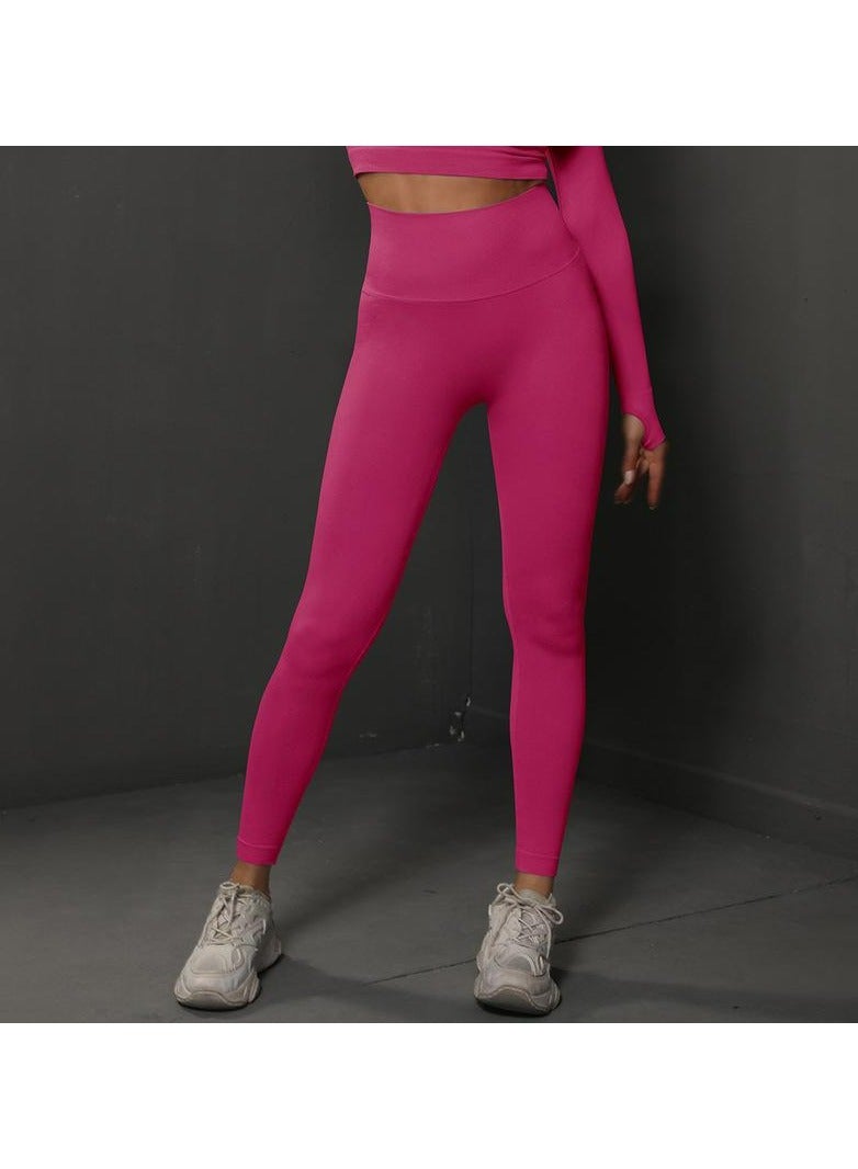 Loquat Women's Knitted Seamless Tight Yoga Pants With High Waist Exercise Pink  - Image 3