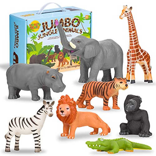 Learning Minds Set of 8 Jumbo Safari Animals Figures Zoo Animals for Toddlers 13 Jungle Animals Figures Toy Animals for Kids Age 18 Months Plus Animal Toys for Kids 123 Years Old - Image 1