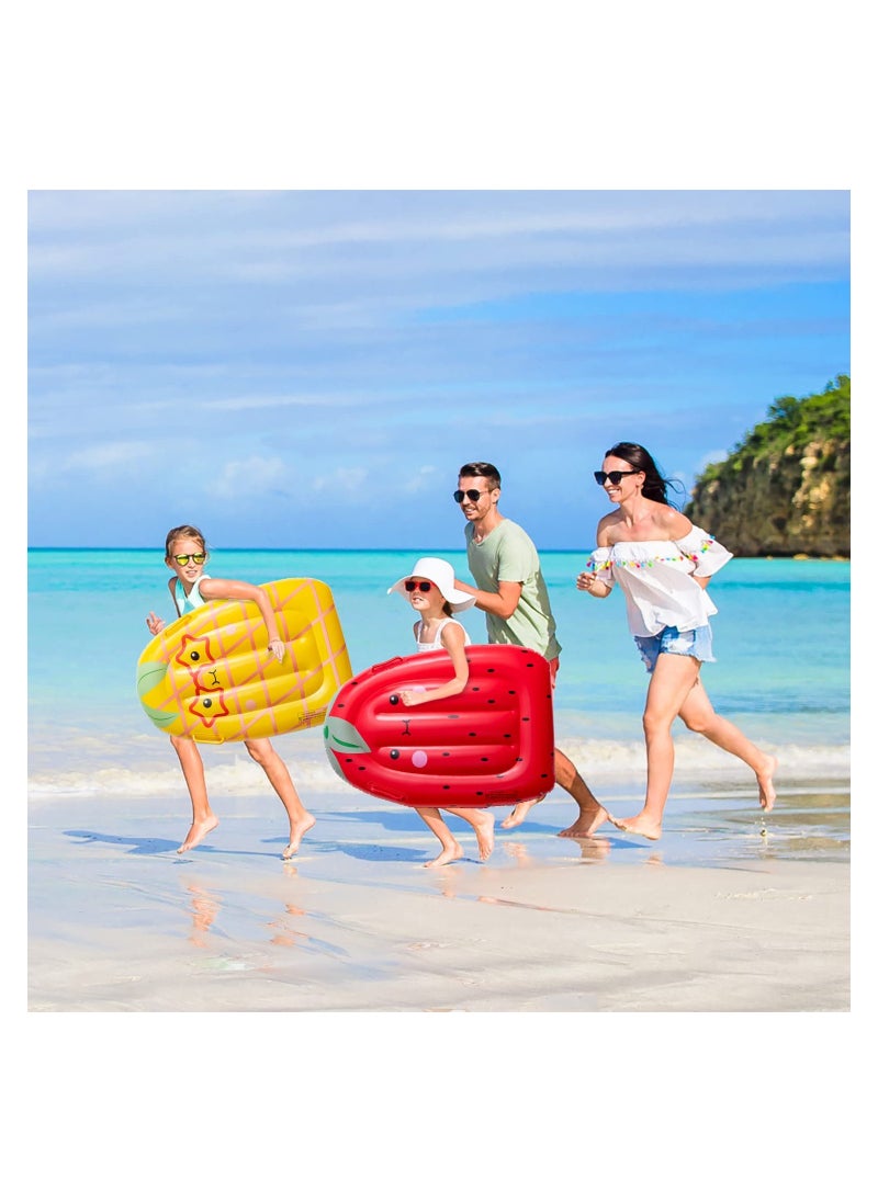null - Inflatable Boogie Boards for Kids - Fun Swimming Pool Floating Surf Bodyboards with Handles in Pineapple and Strawberry Designs, Perfect for Learning to Swim and Summer Water Activities (Set of 2) - Image 1